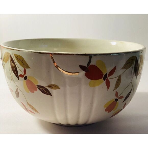 Hall's Superior Jewel Autumn Leaf Serving Bowl 9" x 6" By Mary Dunbar USA - Picture 1 of 7
